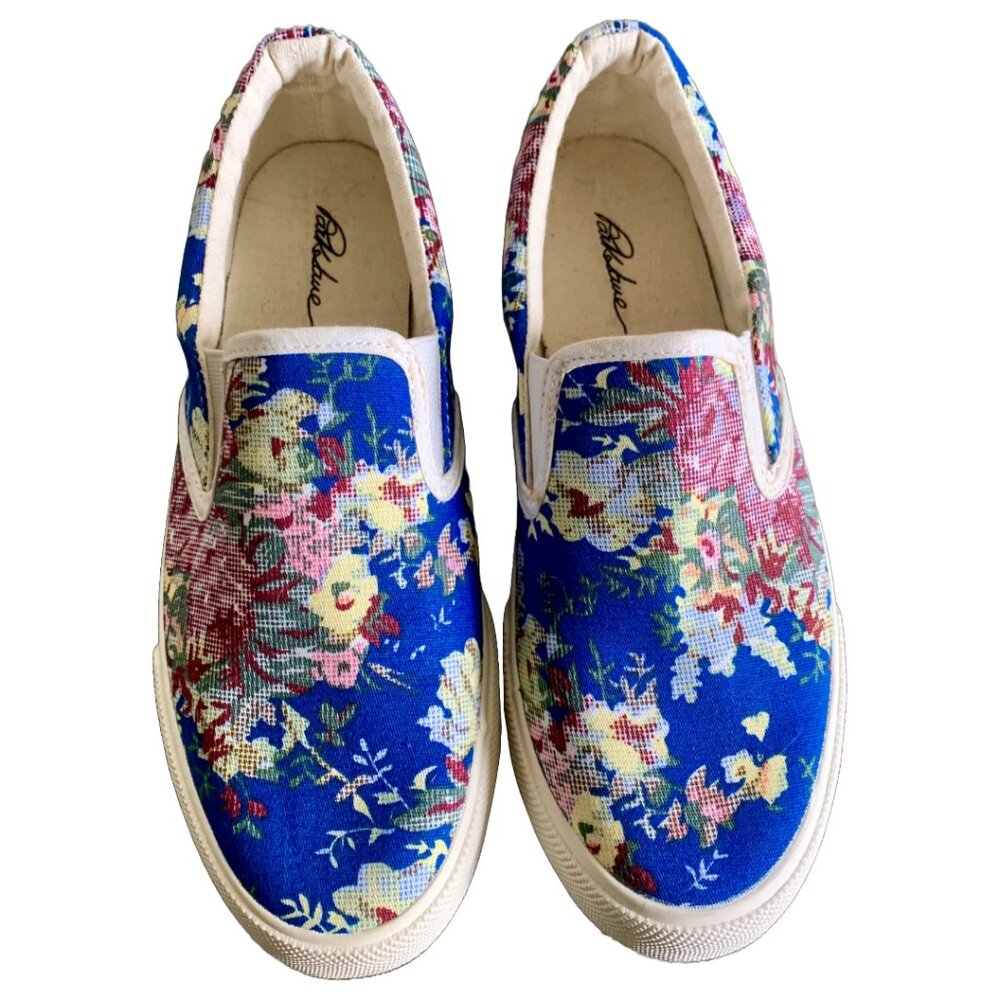 NWOB Asos/Park Lane Women's Blue Crochet Print Floral Slip-on Sneakers Sz 6 - Picture 3 of 7